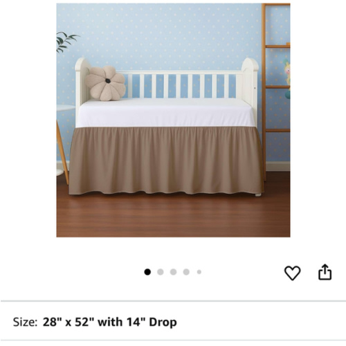 Taupe Crib Bed Skirt, Perfect for Nursery Crib for Boys & Girls with a 14" Drop and Size 28"x 52"