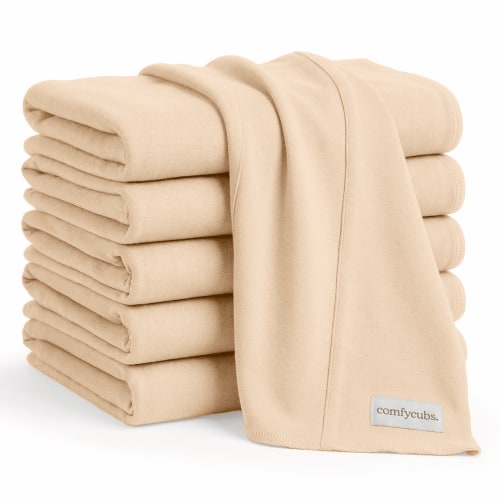 Comfy Cubs 100% Cotton Absorbent Burp Cloths - Large, 6 Pack (Cream)