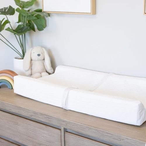 Regalo Baby Basics Changing Pad with Non-Slip Grip System, Waterproof Diaper Changing Pad for Dresser or Changing Table, Contoured Infant Changing Pad with Safety Strap, White