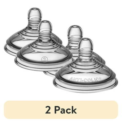 (2 pack) Tommee Tippee Advanced Anti-Colic Baby Bottle Nipples, 6m+, Medium Flow, Breast-like, Soft Silicone, Pack of 2