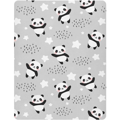 ATTX Fitted Crib Sheet Cartoon Panda Bears Baby Sheets for Standard Crib Toddler Mattress Cover, Soft Microfiber Breathable Mattress Cover,27" x 39" x 5"