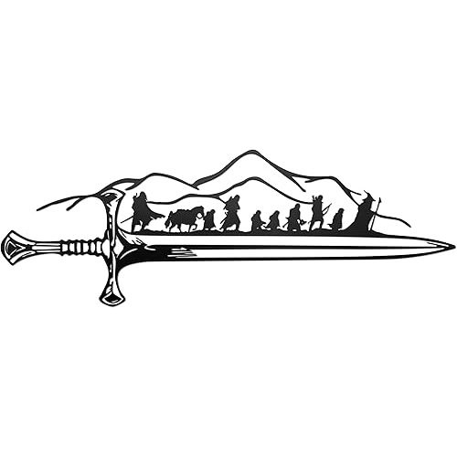 Xyverart Middle Metal Wall Art - Hobbit Decor, Lord & Mountains Gift for Lord Fantasy Fans, 17.13" x 5.91"