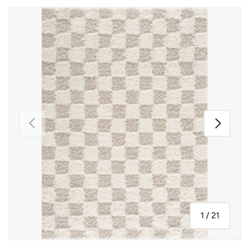 Atira Light Brown Checkered Area Rug | Checkered Shag Rug