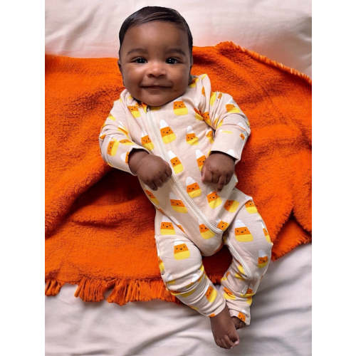 2-Way Convertible Zip Romper, Candy Corn