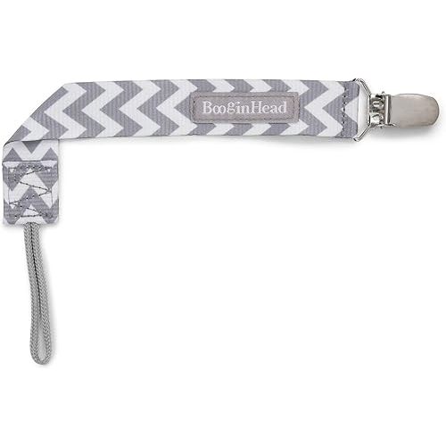 BooginHead Baby Newborn PaciGrip Pacifier Clip, Chevron Gray