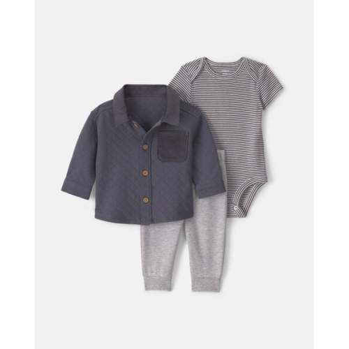 Baby Boy 3-Piece Quilted French Terry Layering Set - Grey | Carter's