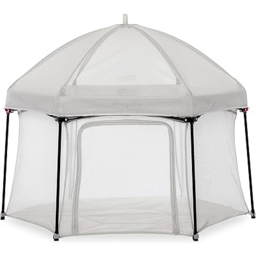 Dream On Me Onyx Playpen Set with Canopy, Baby Playpen, Portable and Lightweight, Playpen for Babies and Toddler, Grey