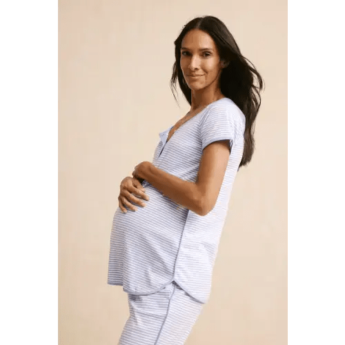 LAKE | Women | Pima Cotton Pajamas | Hydrangea Maternity Short Long Set