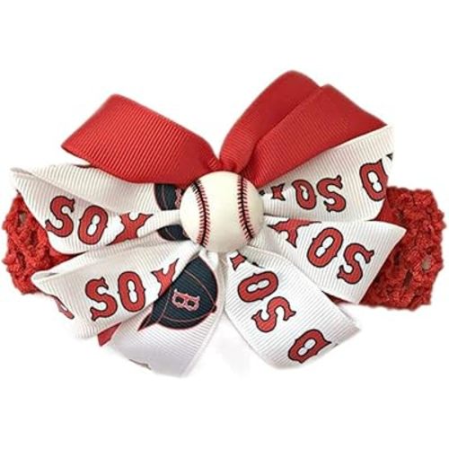 Red Sox Baby Girl Boutique Bow Crocheted Headband