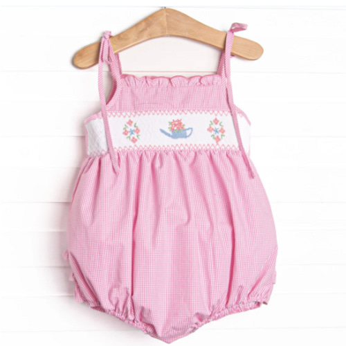 Sprout and Sprinkle Smocked Ruffle Bubble, Pink – Stitchy Fish