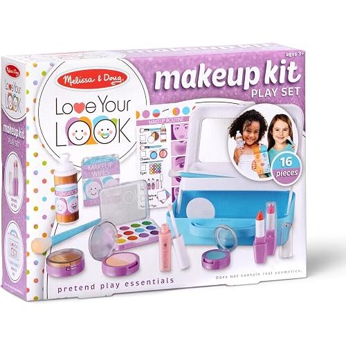 Melissa & Doug Love Your Look Pretend Makeup Kit Play Set – 16 Pieces for Mess-Free Pretend Play (Does NOT Contain Real Cosmetics)