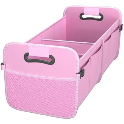 Trunk Organizer for Car - 70L Collapsible Car Storage with 11 Pockets & Reinforced Handles, SUV Trunk Organizers for Grocery Cargo(Pink)