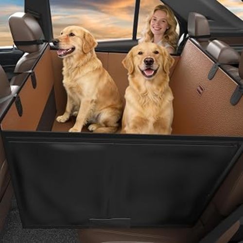 FURTIME XL Dog Car Seat, Upgraded PU Leather Back Seat Extender with Hard Bottom, Waterproof Pet Car Seat Cover for Large Medium Sized Dog, Pet Hammock for Cars, SUVs, Trucks