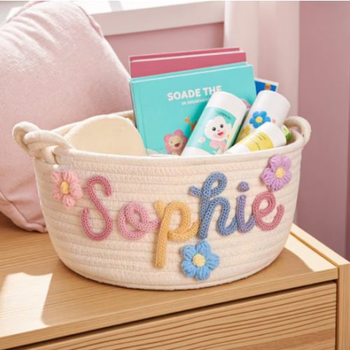 Personalized Monogrammed Woven Basket for Baby Shower Gift · Cotton Knitted Nursery Storage - Etsy