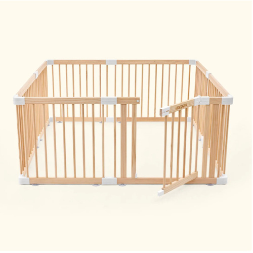 HARPPA Wooden Baby Gate Playpen | Non-Toxic Foldable DIY Adjustable Play Yard for Infants & Toddlers – Natural Finish Baby Fence for Small & Large Spaces