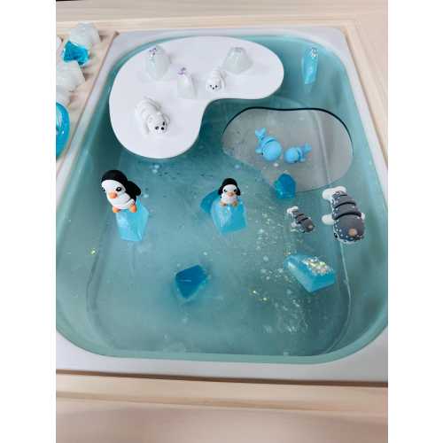 Arctic Sensory Flisat Insert with Removable Snow Island | Polar Play Bin Insert | Ice & Tundra Small World Play