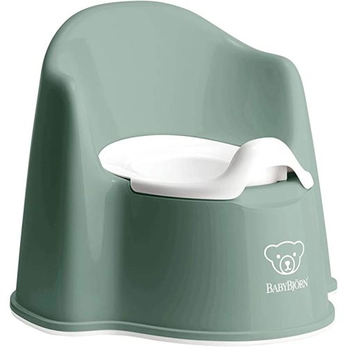 BabyBjörn Potty Chair, Deep Green/White | Potty Training Toilet, Easy-to-Clean, Removable Inner Potty, Non-Slip