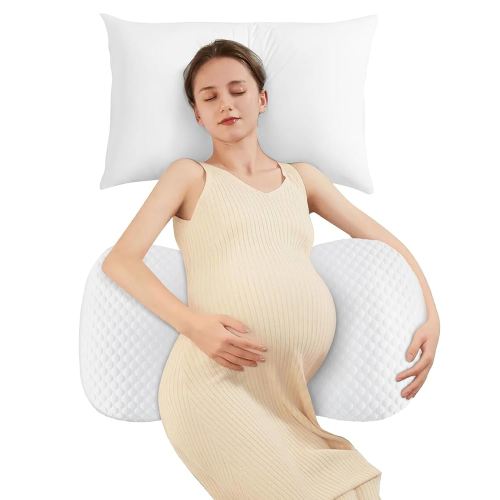 Pregnancy Pillow Cooling for Sleeping, Detachable and Adjustable Double-Sided Support Maternity Pillow Skin-Friendly for Pregnant Women Back, HIPS, Legs(30°Slope Design Verified by Expectant Mothers)