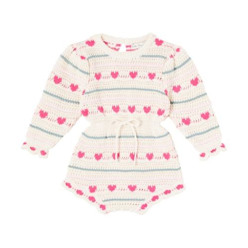 Baby Josie crochet cotton and wool playsuit