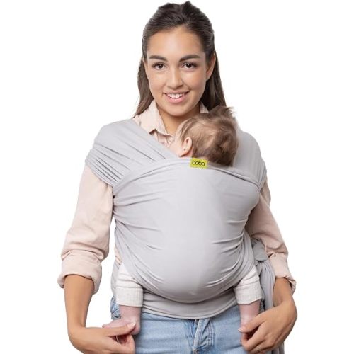 Boba Baby Wrap Carrier - Stretch Bamboo Newborn Sling, Serenity Light Grey
