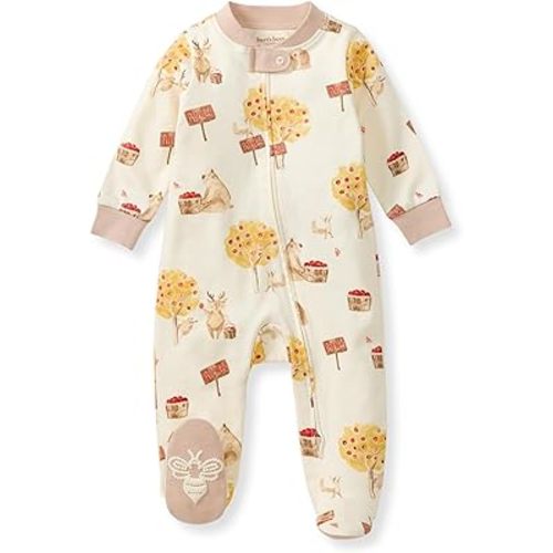 Burt's Bees Baby Boys Sleep and Play PJs, 100% Organic Cotton One-Piece Zip Front Romper Jumpsuit Pajamas