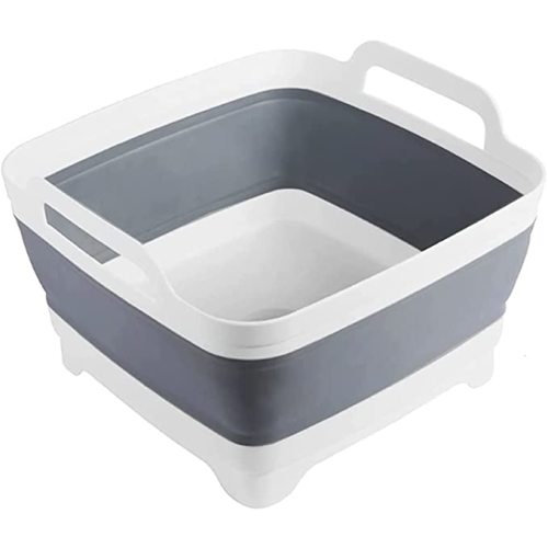 MontNorth Dishpan For Washing Dishes,9L Collapsible Dish Tub Portable Sink,Wash Dish Basin,Foldable Laundry Tub,Washing Basin with Drain Plug,Dishpan for Kitchen Sink,Camping Dish Washing Tub,Gray