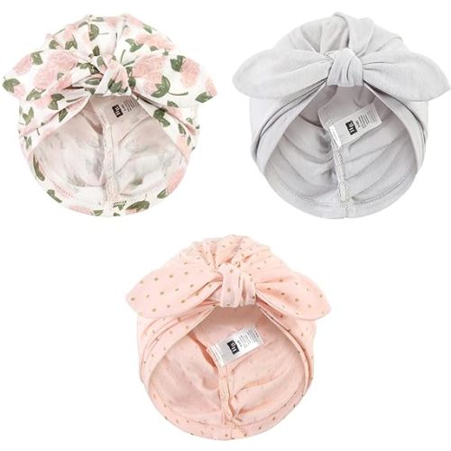 Hudson Baby Infant Girls Turban Cotton Headwraps, 0-24 Months