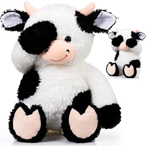 HyDren 24 Inches Cow Stuffed Animal Gifts for Valentine Large Soft Hide Seek Plush Cow Toy Cute Fluffy Peek a Boo Stuffed Animal for Valentine's Day Birthday Party Favor Room Farm Decoration