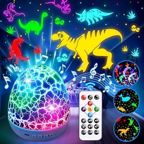PIKOY Dinosaur Toys for Kids 3-5 Night Light Projector Dinosaur Eggs Boys Christmas Gifts | 15 Sounds & 3D Films | 31Colors & Remote Control | Toddler Boy Toys, Boys Room Decor, Boy Gifts