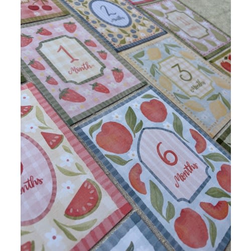 Fruit Themed Baby Milestone Cards – Monthly Baby Photo Props – Girl Baby Shower Gift – Nursery Decor – First Year Keepsake