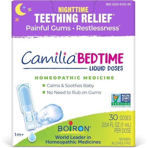 Boiron Camilia Bedtime Liquid Doses for Nighttime Teething Relief, Painful Gums, Restlessness, and Irritability - 30 Count