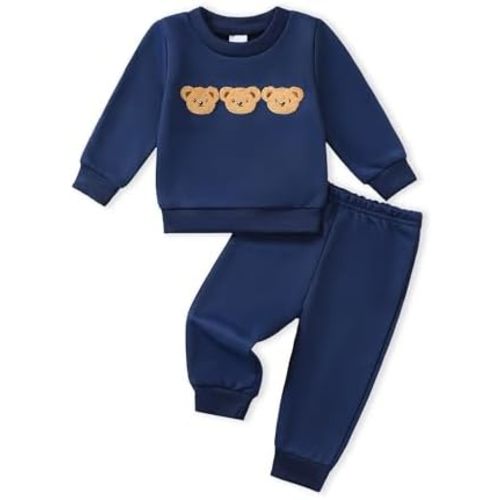 NZRVAWS Toddler Baby Boy Clothes Infant Fall Winter Outfit Long Sleeve Pant Top Set 2Pcs Sweatshirt 0 Month-3 Years