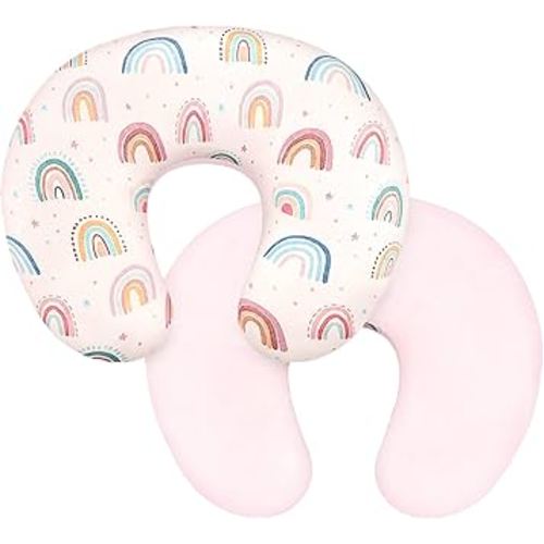 Nursing Pillow Cover 1 Pack, Removable Nursing Pillow Cover for Breastfeeding Pillows, Super Soft Comfortable Slipcover for Boy and Girls, Pink & Rainbow