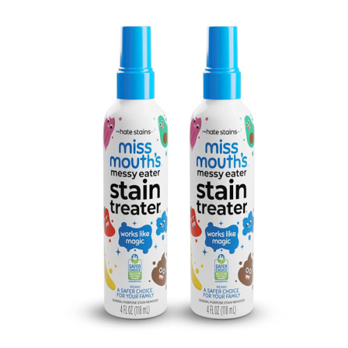 Miss Mouth's Messy Eater Stain Treater Spray - 4oz 2 Pack Stain Remover - Newborn & Baby Essentials - No Dry Cleaning Food, Grease, Coffee Off Laundry, Underwear, Fabric