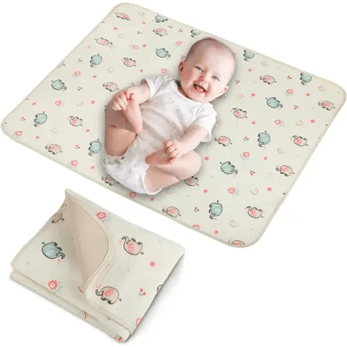 Baby Diaper Changing Pad, 19.7"x25.6" Waterproof Changing Pad Liners with 100% Muslin Cotton Front Top and Leather Back, Soft and Absorbent Portable Changing Mat for Travel, Changing Station