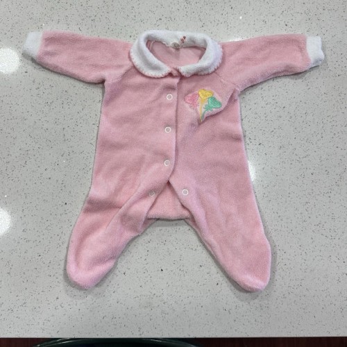 Vintage Sears Pink Newborn Sleeper Terry Cloth Made In USA Hearts Coquette Baby