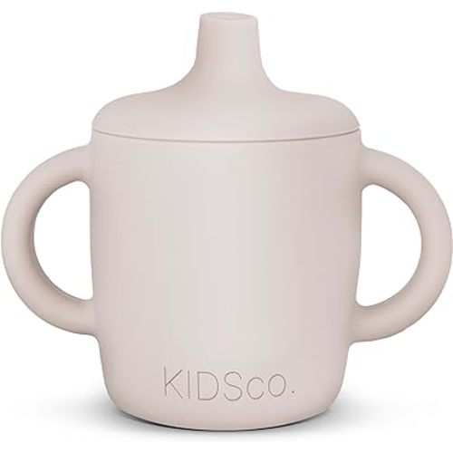 Silicone Sippy Cup with Easy Grip Transition Handles and a Soft Spout. A Non Toxic No Spill Unbreakable Training Cup 150ml/5oz |Sandy Shore|