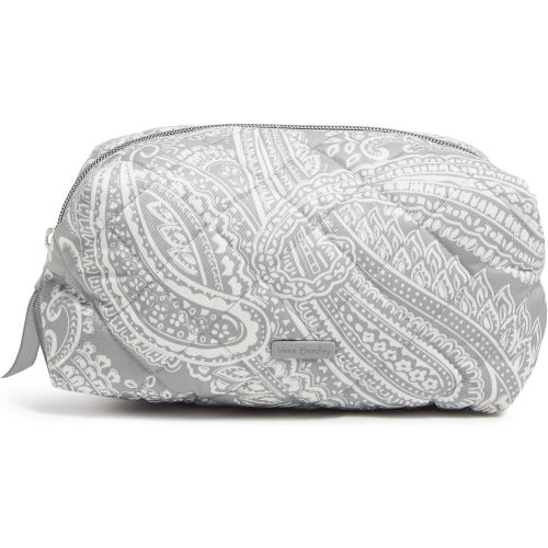 Vera Bradley Women's Performance Twill Medium Cosmetic Makeup Organizer Bag, Cloud Gray Paisley, One Size