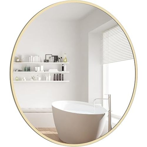 WallBeyond 20 inch Round Mirror Gold Circle Wall Mirror for Bathroom with Metal Framed, Round Wall Mirror for Wall Decor, Vanity, Entryway Living Room