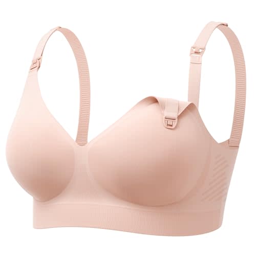 Momcozy CoolFit Nursing Bras for Breastfeeding, Fixed Padding Ultra Stretch Seamless Jelly Strip Maternity Bra, Wireless