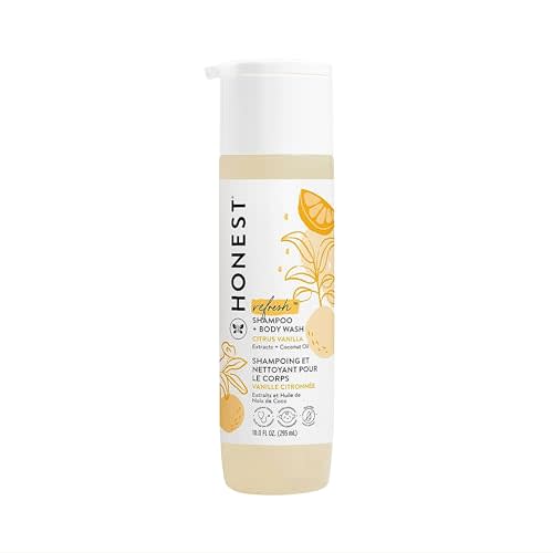 The Honest Company 2-in-1 Cleansing Shampoo + Body Wash | Gentle for Baby | Naturally Derived, Tear-free, Hypoallergenic | Citrus Vanilla Refresh, 10 fl oz