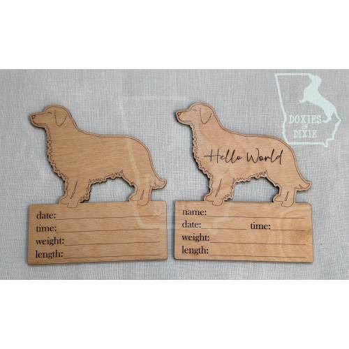 Personalized Birth Announcement Wooden Plaque Sign | Golden Retriever, Golden Dog Nursey, Baby Shower Gift