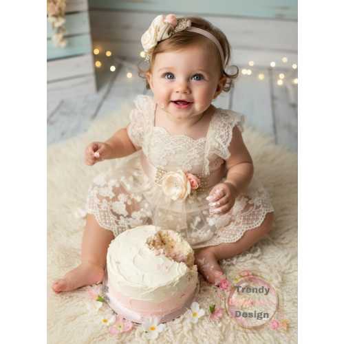 Vintage Lace Ruffle Romper: Boho Baby Outfit, Photo Prop