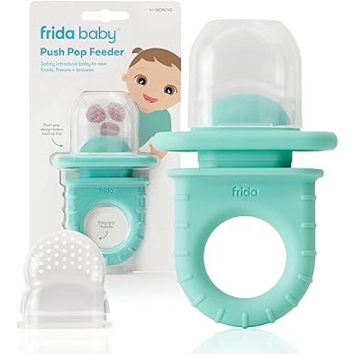 Frida Baby Push Pop Feeder | Fresh + Frozen Food Silicone Feeder for Babies, Safely Introduce New Foods, Dishwasher Safe