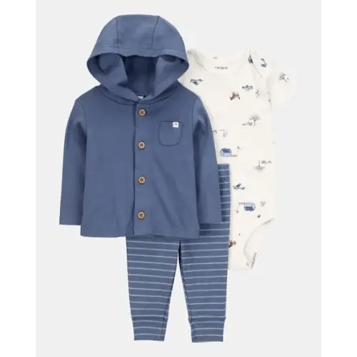 Baby Barn Print 3-Piece Cardigan Set - Navy/White | Carter's