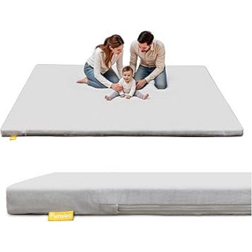 79" ×71" Padded Baby Play Mat for Floor, 1.2" Thick Memory Foam Mat with Machine Washable Cover, Soft Tummy Time Crawling Playmat with Non-Slip Bottom, Fits 79" x71" Playpens