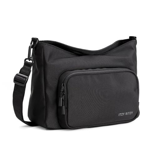 Itzy Ritzy Belong Cargo Caddy - Attaches to Stroller or Wagon; Also Includes Shoulder/Crossbody Strap (Black)