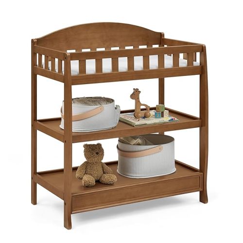 Delta Children Infant Changing Table with Pad, Chestnut