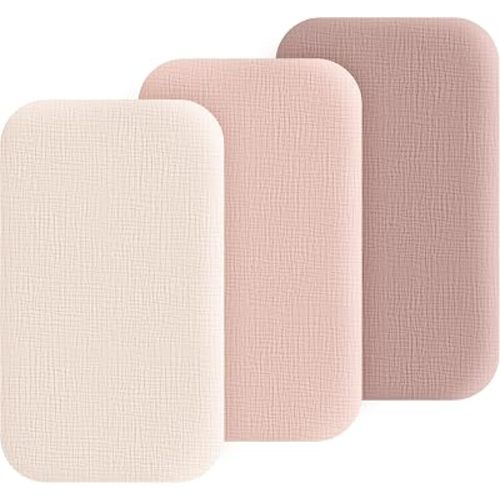 Muslin Bedside Sleeper Bassinet Fitted Sheets, 3 Pack Cotton Baby Sheet for Boys & Girls, Soft, Compatible with Baby Delight, Dream On Me, AMKE and Other Rectangle Mattress(Pink)