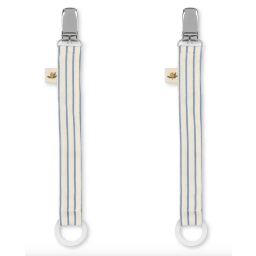 Stripes pacifier clips - Set of 2 | Blue
